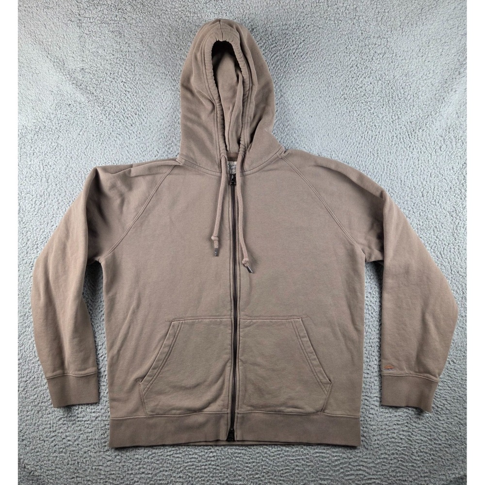 Faherty High Standard Fleece Hoodie Mens XL Brown Organic Pima Cotton Full Zip